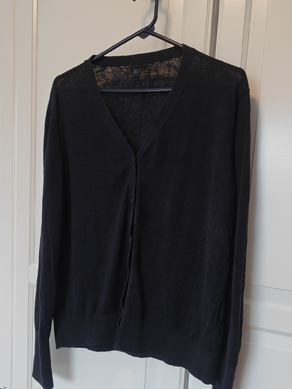 COS Black V-Neck Lightweight Button Cardigan